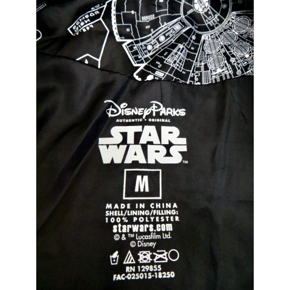 NEW! Disney Parks Star Wars Blueprint Quilted Puffer Jacket Black SZ M - Picture 6 of 6